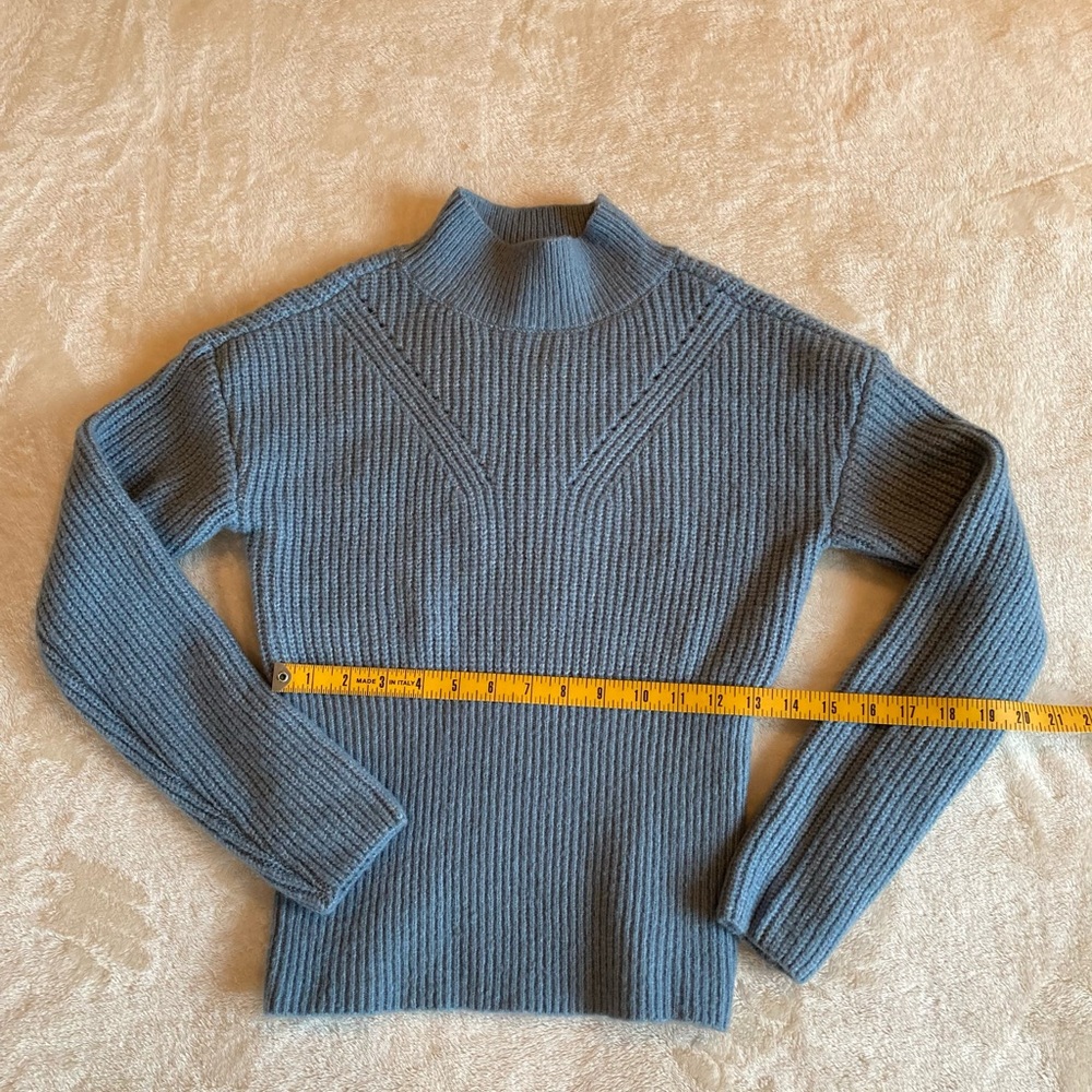 Mock Turtleneck Ribbed Sweater Blue Size S